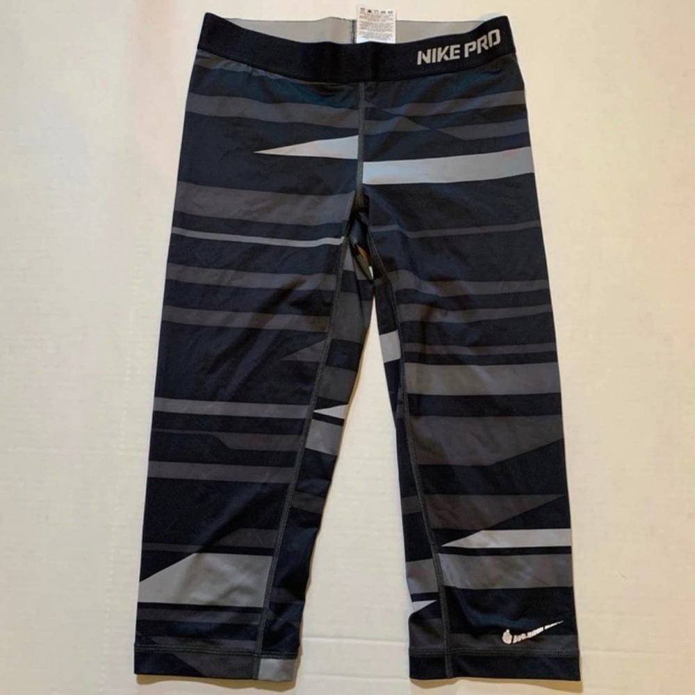 Nike Pro Dri-fit Black Gray Cropped Leggings S